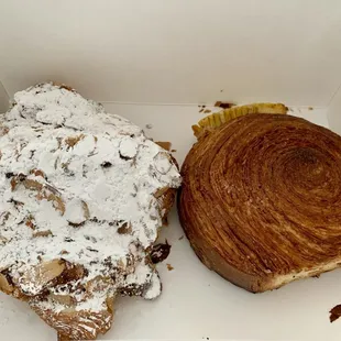 Almond croissant (left) and "It's Corn" croissant