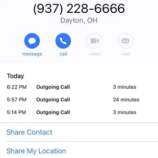 the location of a call on the iphone