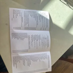 Current menu, disregard the pricing it doesn't seem to match up to whatever is printed