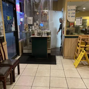 Cashier area and kitchen