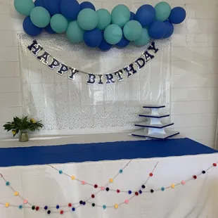 Birthday setup for private parties . You can bring your own food in.