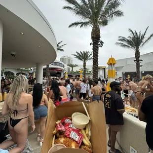 Chicken tenders and fries from the window next to the second bar