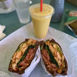 Chicken Chiplotle Sandwich and 1. Maui Sweet Smoothie