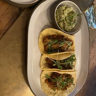 Lions Mane Tacos with fresh homemade guacamole!