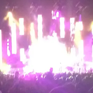 a stage with bright lights