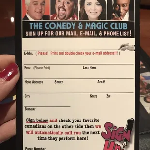 Front of the alert card to sign up on their list