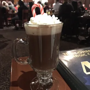 Holiday special:  Holiday hot chocolate -- with peppermint schnapps &amp; whip cream $9