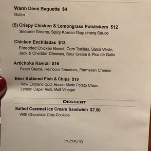 Special menu