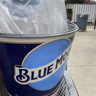 a bucket of blue moon ice cream