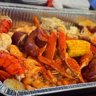 a tray of seafood
