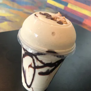 Chocolate chip peanut butter pancake under 250 calories!