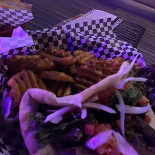 Gyro with waffle fries