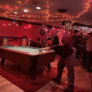 people playing pool in a bar