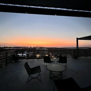 Sunset view from the rooftop deck