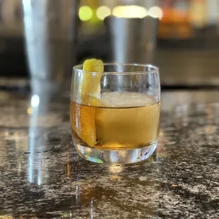 Signature cocktail, it is a fall special it is like an old fashion made with Anejo tequila.