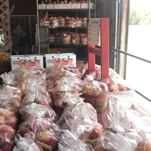 Peaches, of course.  3 varieties, including one whit peach.