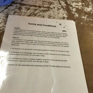 agreement that each guest signs