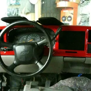Custom 14" screen inplace of the stereo and relocated air controls