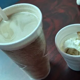 My large nutcracker latte and a pup cup