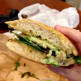 Their chicken sandwich is so YUMMY- packed w flavor and veggies
