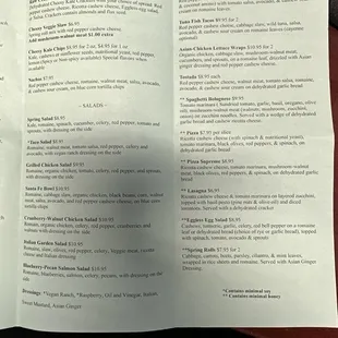 More Starters, Salads and Entrees