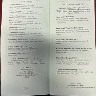 Starters, Wraps and Sandwiches