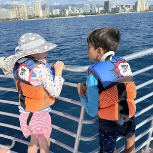 My son made a new friend and he loved his secure life jacket even though he is an excellent swimmer.