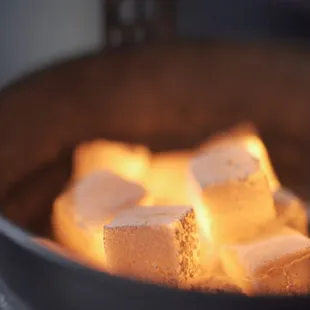 marshmallows cooking in a pot