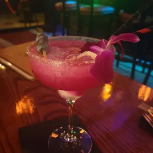 a pink cocktail