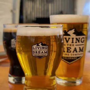 three glasses of beer