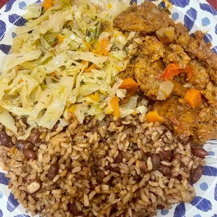 Rice &amp; Beans, cabbage and homemade seitan