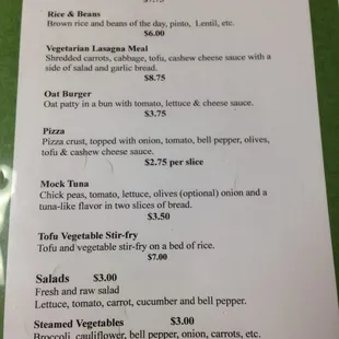 Page 2 of their menu