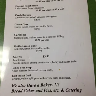 Page 3 of their menu