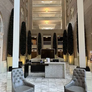 the lobby of a hotel