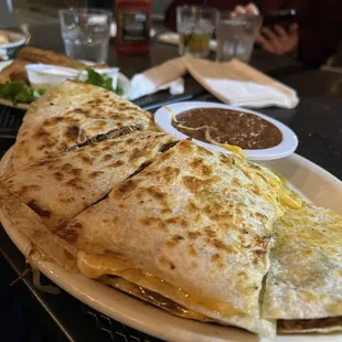 Beef &amp; Cheese Quesadillas. Full order. Easily had half a pound of meat and cheese, maybe more haha