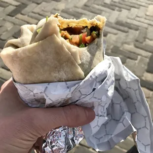 Tofu &amp; veggie burrito with mango habanero salsa, so spicy and so good!