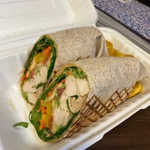 Veggie vegan wrap with chicken added