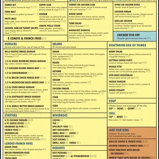 Lunch dinner drinks desserts sides menu