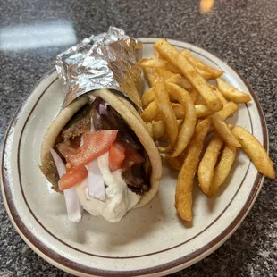 Gyro and fries