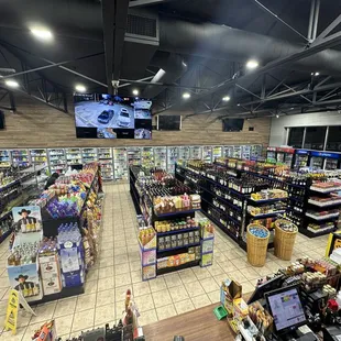 a wide view of the store