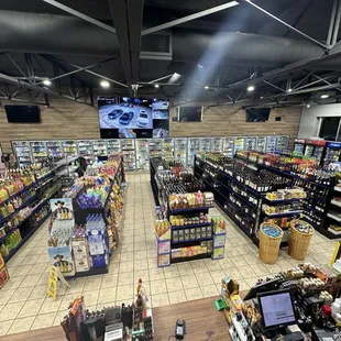 a wide view of the store