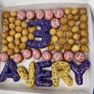 Donuts with numbers and letters.