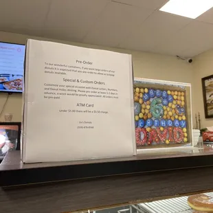 Custom donut information