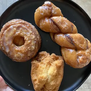 Tiger's tail, plain non-glazed buttermilk bar, and croissant donut. Came out to be $5.05 for all three. All donuts are 5/5.