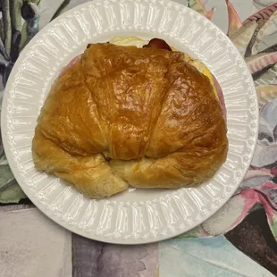 Croissant with ham and bacon added