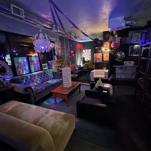 a living room filled with furniture