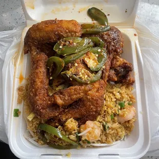 Jalapeño chicken wings and rice combo $15.00