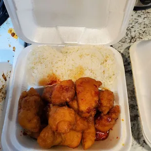 Honey Spicy Chicken with steamed rice