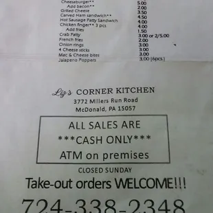 he price of the restaurant