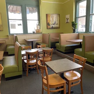 Cozy setting with nice benches...